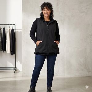 Activezone Women's Black Zip-Up Vest With Faux Fur Inside  Size XXL